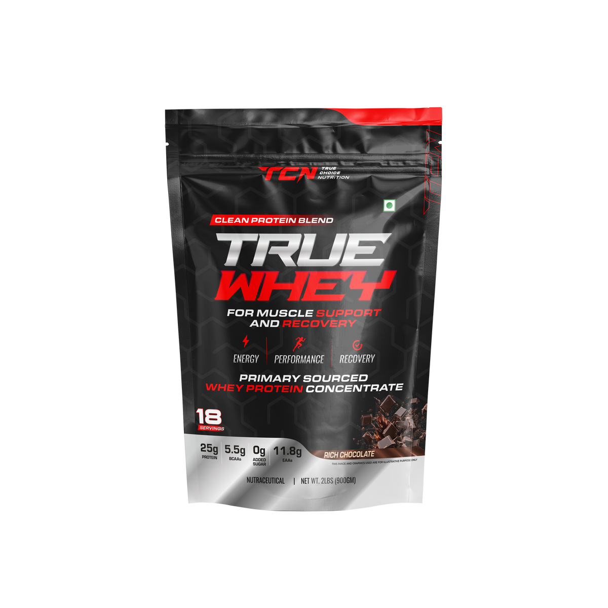 TCN True Whey Protein 2Lbs (900GM, Rich Chocolate)