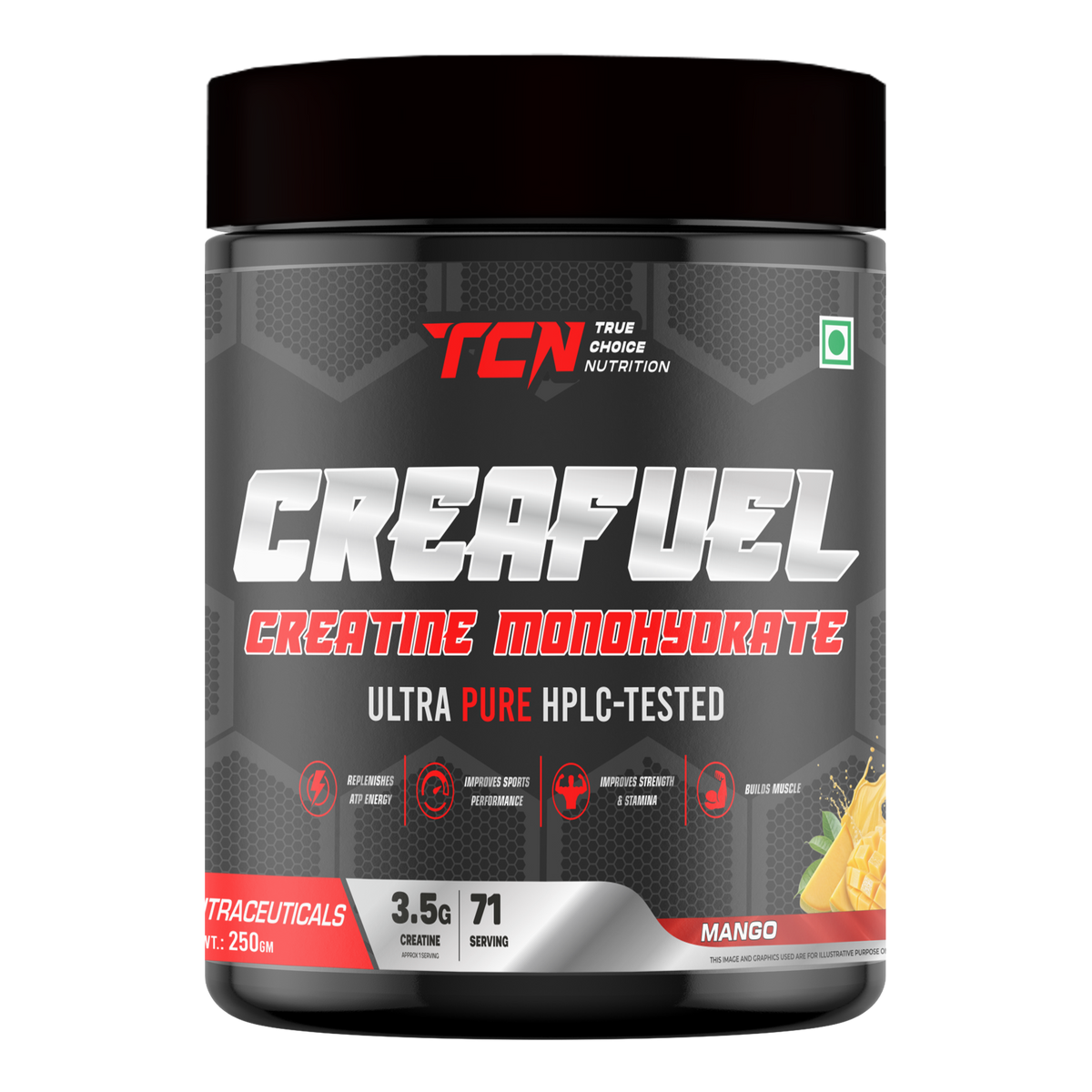 TCN Creafuel Creatine Monohydrate Ultra Pure HPLC- Tested 250Gm, Mango